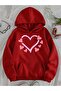 Unisex Love Valentine's Day Printed Hooded Kangaroo Pocket Comfortable Fit Oversized Cut Sweatshirt