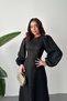 Embossed Lace Detailed Belted Long Dress - 3
