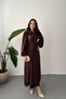 Embossed Lace Detailed Belted Long Dress