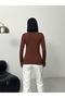 Women's 2-Piece Bitter Brown Finger Detail Body with Finger Inserts, Finger Insert Blouse - 5