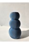 Modern Ribbed 3-Piece Sphere Decorative Vase - Modern Scandinavian Style - Satin Blue - 2