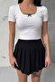 Square Neck White Lace Detail Crop Blouse