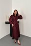 Embossed Lace Detailed Belted Long Dress - 2