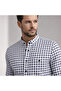 Men's Slim Fit Slim Fit Long Sleeve Lycra Square Patterned Snap Fastener Men's Shirt - 2