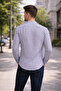 Men's Slim Fit Slim Fit Long Sleeve Lycra Square Patterned Snap Fastener Men's Shirt - 3
