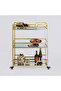 OneDcor 3-Tier Metal Bar Cart with Tempered Glass Shelves - Versatile Serving Trolley - 4
