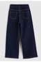 Girl's Dark Blue Jean Wide Leg Jean Pants - 3