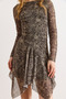 Women's Green Shawl Pattern Asymmetrical Lined Tulle Dress Elb-19002585 - 5