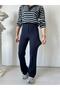 Navy Blue Pile Palazzo Hera Trousers - 2