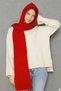 Women's Soft Textured Hooded Scarf Thessaloniki Knitted Hooded Shawl 13038 Red - 2