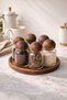 Acacia Lid Glass Spice Jar Set of 6 – with Wooden Presentation Plate, 28 cm Diameter - 2