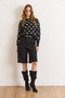 Women's Black Pocketed Belted Pleated Bermuda Shorts Shrt-19000084 - 6