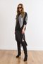 Women's Black Zippered Slit Lace Detailed Asymmetrical Satin Skirt Etk-19000393 - 5