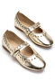 Women's Double Strap Studded Casual Ballet Flats - 2