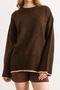 Women's Brown Striped Detail Soft Textured Knitwear Sweater Kzk-19001129 - 4