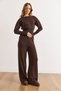 Women's Brown Snap Detailed Bottom and Top Knitwear Set Tkm-19000473 - 4
