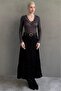 Charcoal V-Neck Sheer Lace Women's Blouse MG2662 - 5