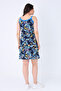 Women's Navy Blue 100% Cotton Summer Strap Dress - 3