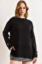 Women's Black Cuff Buttoned Slit Knitwear Sweater Kzk-19001110 - 6