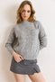 Women's Gray Lace-Like Knit Soft Textured Knitwear Sweater Kzk-19001053 - 2