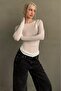 White Boat Neck See-Through Women Blouse Mg2663 - 6