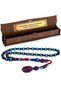 Men's Kazaz Tasseled Burgundy Blue Vernier Amber Rosary - 3