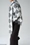 Women's Gray Diamond Pattern Scarf Knit Cardigan - 5