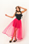 Piped Detail Mini Tulle Skirts Made of Single Layer Tulle - 5