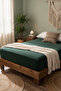 100% Cotton Elastic Towel Bed Sheet Emerald Green Soft Textured Washable King Size 180X200 cm - 2