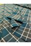 Woven Medium Thick Plaid in Petrol Green and Grey Colors Width: 150 cm - 2