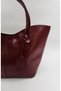 Women's Burgundy Zippered Handbag Faux Leather Women's Hand and Handbag - 4