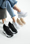 Olivia White Stone Detailed 10 cm Hidden Heel Platform Slip-On Sneaker Shoes - 5