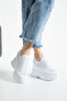 Olivia White Stone Detailed 10 cm Hidden Heel Platform Slip-On Sneaker Shoes - 3