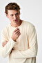 Gravs Men's 100% Cotton Soft Fabric Round Neck Long Sleeve Beige T-Shirt - 5
