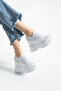 Olivia White Stone Detailed 10 cm Hidden Heel Platform Slip-On Sneaker Shoes - 4