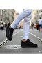 Men's Black Lace-Up Leather Classic Shoes Casual Sports Stylish High Flat Sole Comfortable Sneaker - 5