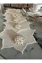 6 Pieces Star Model Ecru Embroidered Cocktail & Coffee Serving Napkins with Pearl Brooches - 2