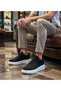 Men's Black and White Casual Lace-Up Leather Comfortable Sneaker Flexible Thick Comfortable Sole Walking Shoes - 6