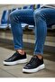 Men's Black and White Casual Lace-Up Sneakers High Thick Sole Comfortable Comfortable Style Sneakers - 6