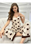 Women's Spaghetti Strap Patterned Pajama Set - 2