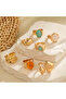 Susie Model Set of 8 Vintage Gold Rings with Pastel Natural Stone Look - 6
