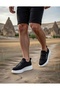 Men's Black and White Sole Sports Durable Casual Shoes High Thick Sole Banded Sneaker - 6