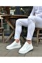 Men's White Sports Durable Casual Shoes High Thick Sole Banded Sneaker - 3