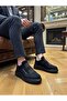 Men's Black Sports Durable Casual Shoes High Thick Sole Banded Sneaker - 2