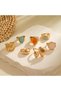 Susie Model Set of 8 Vintage Gold Rings with Pastel Natural Stone Look - 8