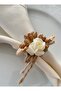 Set of 2 Rustic Gold and White Floral Napkin Rings |   Wooden Tableware Accessory - 3