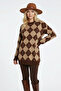 Women's Small Argyle Pattern Knitwear Tunic Sweater Crew Neck Long Sleeve Casual Sweater - 4
