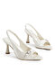 Pointed Toe Beret Buckle Accessory Women's Classic (9cm) Heeled Shoes - 4