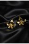 Gold Color Orchid Metal Earrings (Product Size 3 cm) - 2