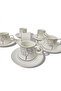 6-Person Turkish Coffee Cup Set |   White Patterned |   Gold Detailed Porcelain